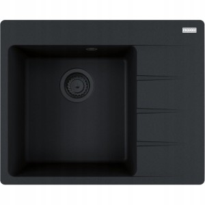 Zlew Franke CNG 611-62 TL Czarny Mat z czarnym odpływem Prawy ociekacz