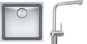 Zlewowzmywak Franke Mythos MYX 110-45 Stal + Bateria Atlas Neo Sensor Stal Szlachetna