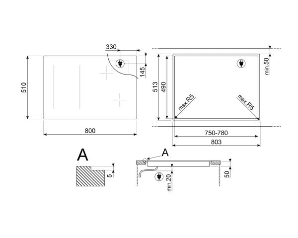 Płyta indukcyjna do zabudowy Smeg Dolce Still Novo SIM6864R 80 cm