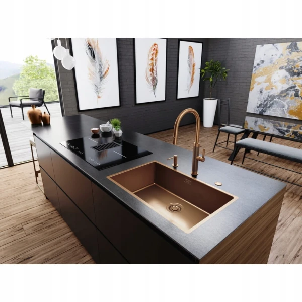 Bateria Franke Mythos Masterpiece pull-out spray miedź