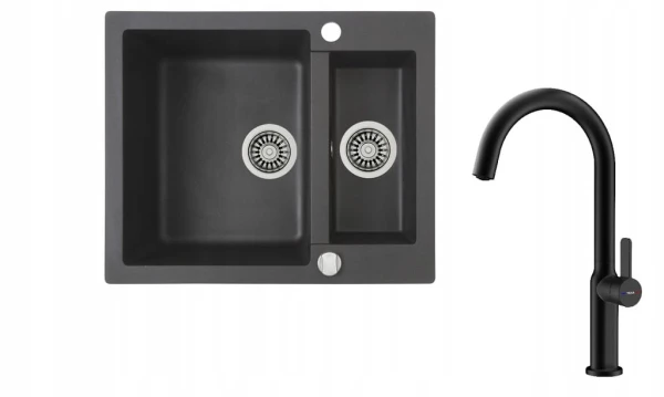 Zlewozmywak Teka Clivo 60 S-TQ Onyks + bateria Oval 915 Czarna
