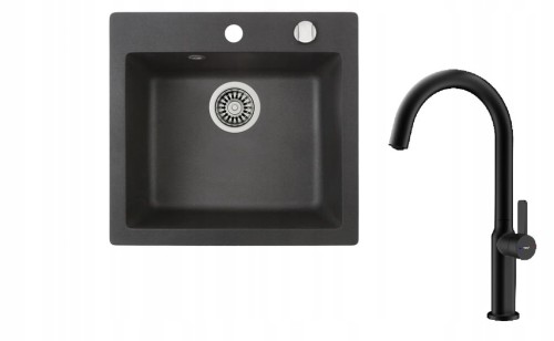Zlewozmywak Teka Clivo 50 S-TQ Onyks + bateria Oval 915 Czarna