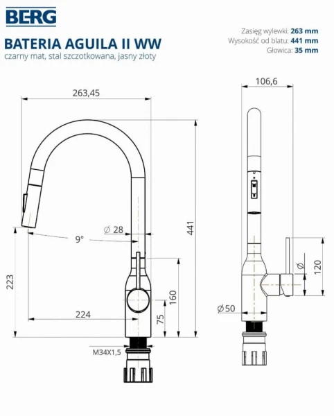 Bateria Berg Aguila WWP S130391SS Stal szczotkowana