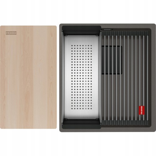 Zlewozmywak podwieszany Franke KNG PRO 110-37 Łupkowy szary /Czarne odpływy