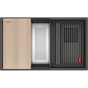 Zlewozmywak podwieszany Franke Kanon KNG PRO 160-46-21 Łupkowy szary / Czarne odpływy