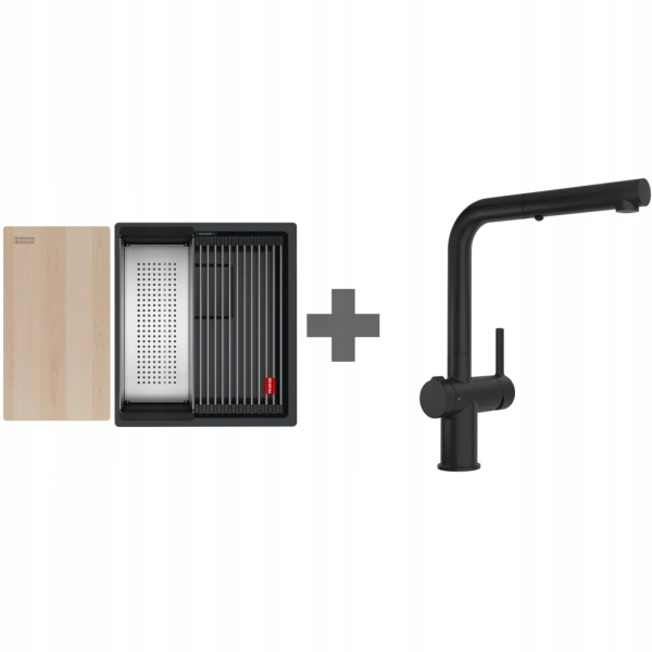 Zlewozmywak Franke Kanon KNG PRO 110-37 Czarny mat + bateria Active L Twist