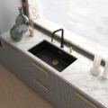 Bateria kuchenna Franke Maris Stripes U pull-out czarny mat / złoto