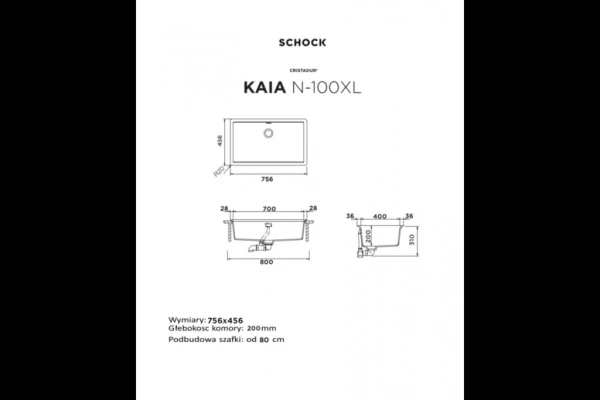 Zlewozmywak podwieszany Schock Kaia N-100XL Berry CRISTADUR STUDIO