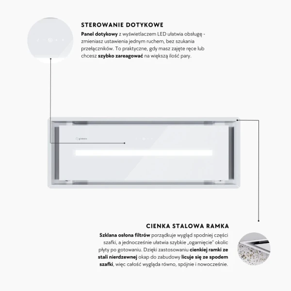 Okap kuchenny podszafkowy Globalo Pinelio 80.1 White 80 cm