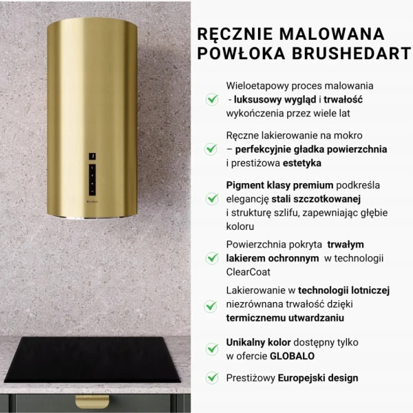 Okap kuchenny przyścienny Globalo Heweno 39.3 Light Gold Mat