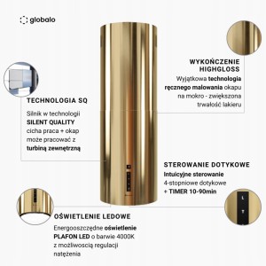 Okap kuchenny wyspowy Globalo Heweno Isola 39.2 Light Gold