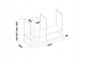 Okap wyspowy Falmec Europa Black Isola 175 czarny 800 m³/h