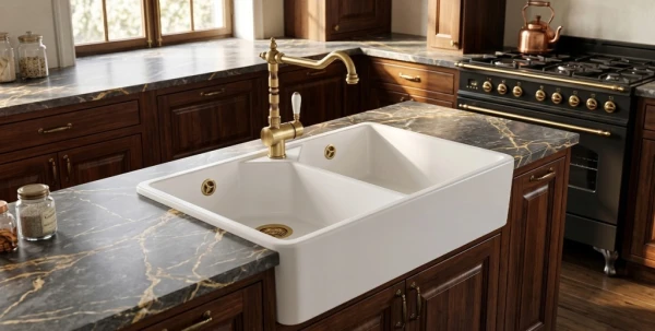 Zlewozmywak farmerski Sonra Belfast Double Matt White 59 Ceramiczny